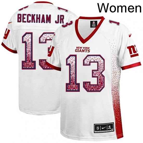 Womens Nike New York Giants 13 Odell Beckham Jr Elite White Drift Fashion NFL Jersey